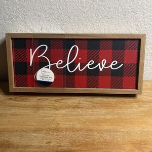 New Reversible Farmhouse Rustic Plaid Christmas and Fall Tabletop Sign Decor